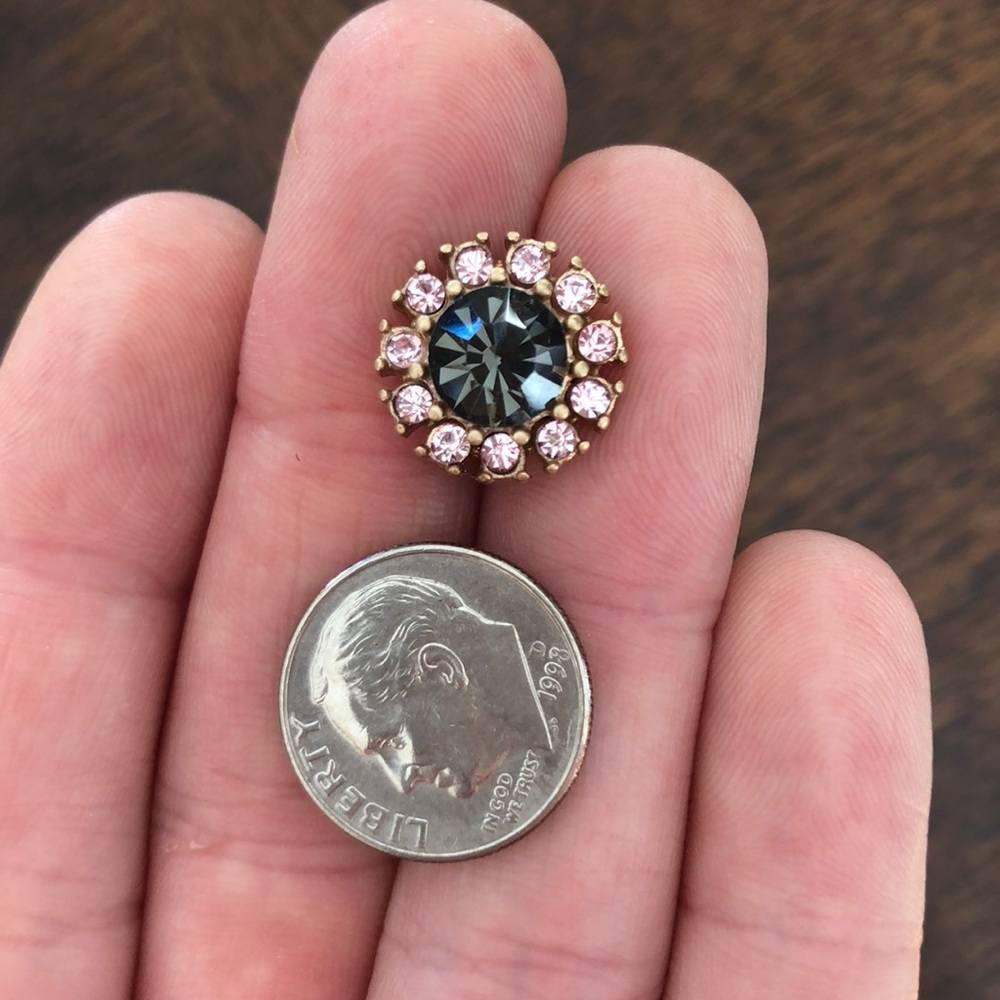 Crystal Glimmer Circle Stud Earrings - Picture 3 of 8
